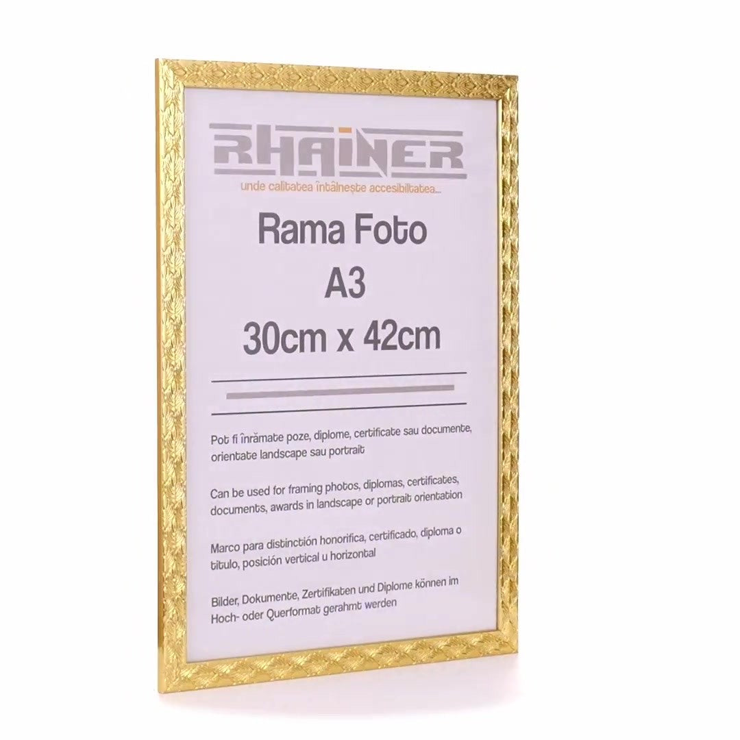 Textured gold Leon photo frame A3