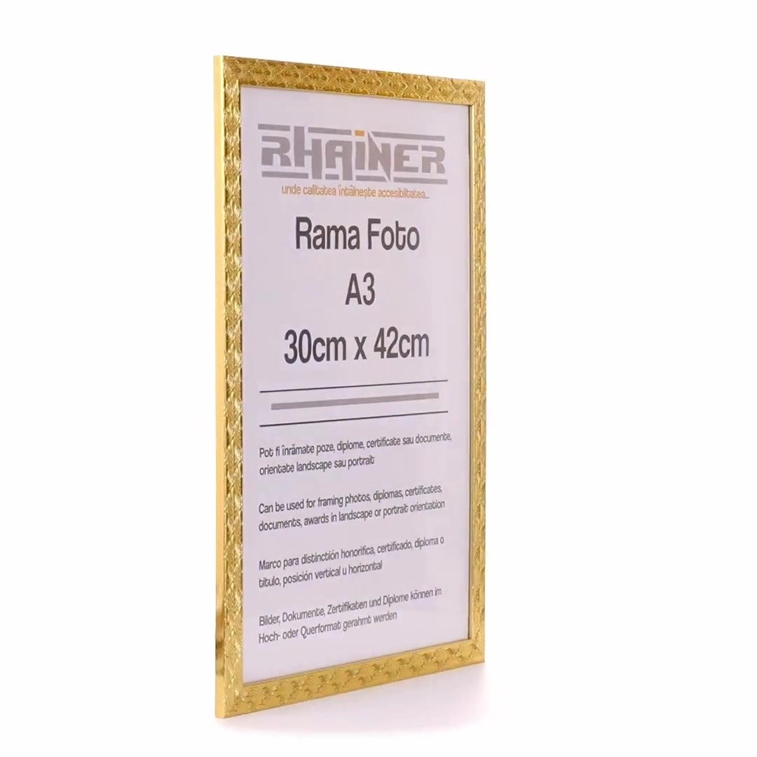Textured gold Leon photo frame A3