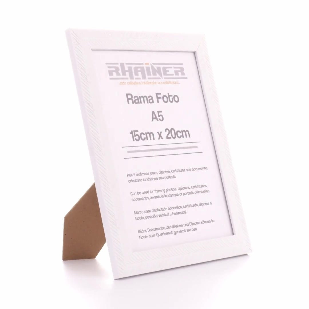 Textured white Leon photo frame A5