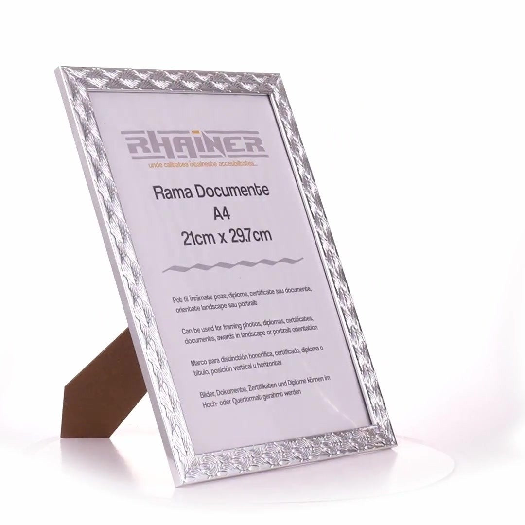 Textured silver Leon photo frame A4