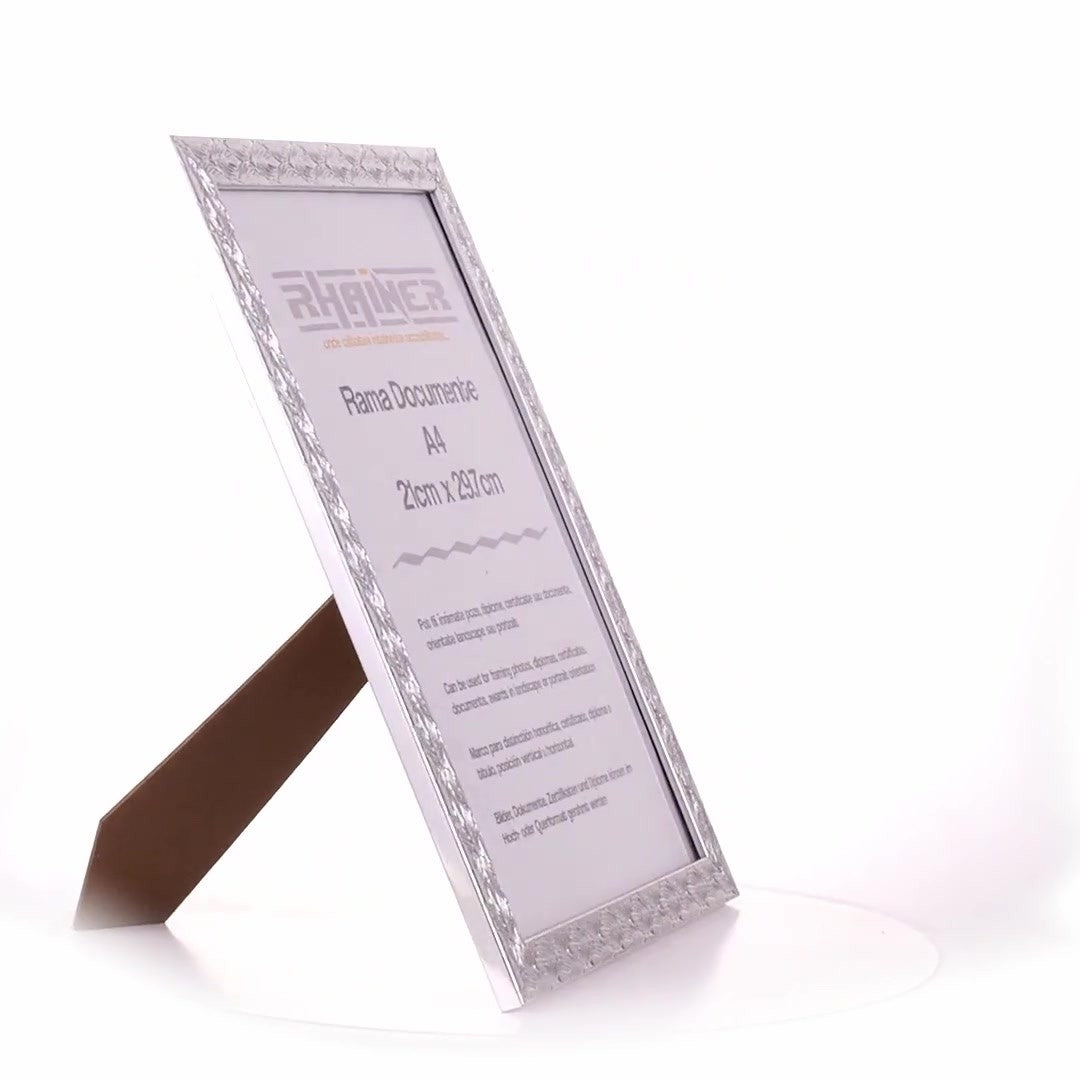 Textured silver Leon photo frame A4