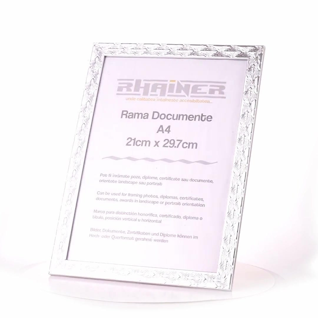 Textured silver Leon photo frame A4