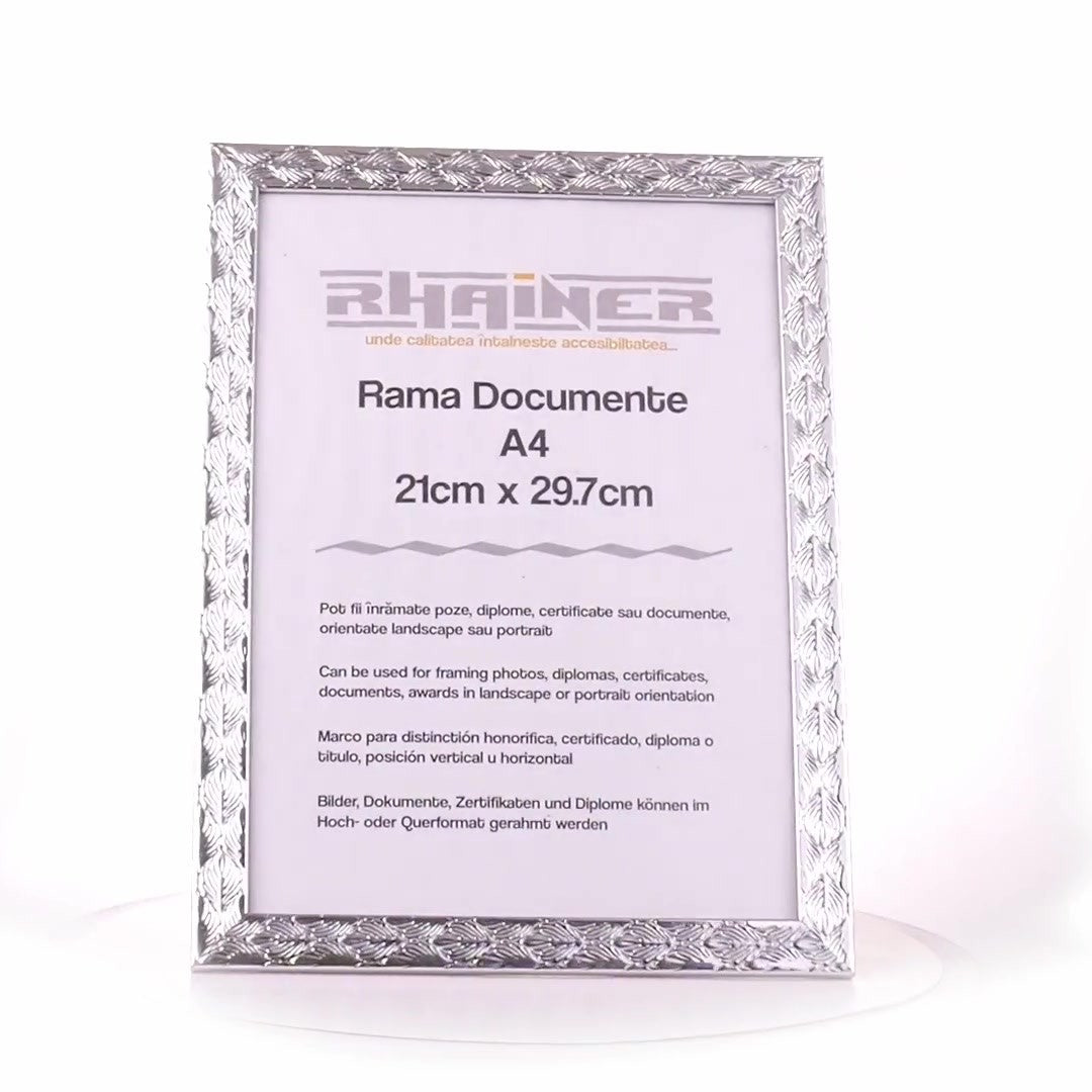 Textured silver Leon photo frame A4