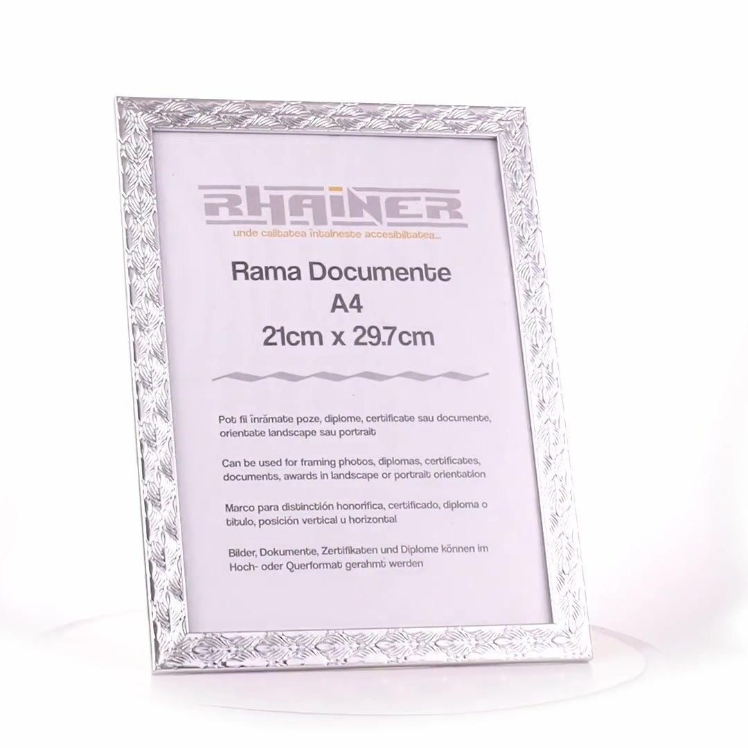 Textured silver Leon photo frame A4