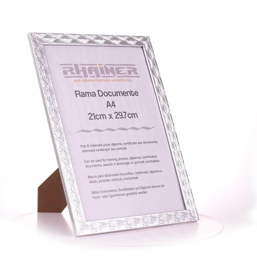 Textured silver Leon photo frame A4