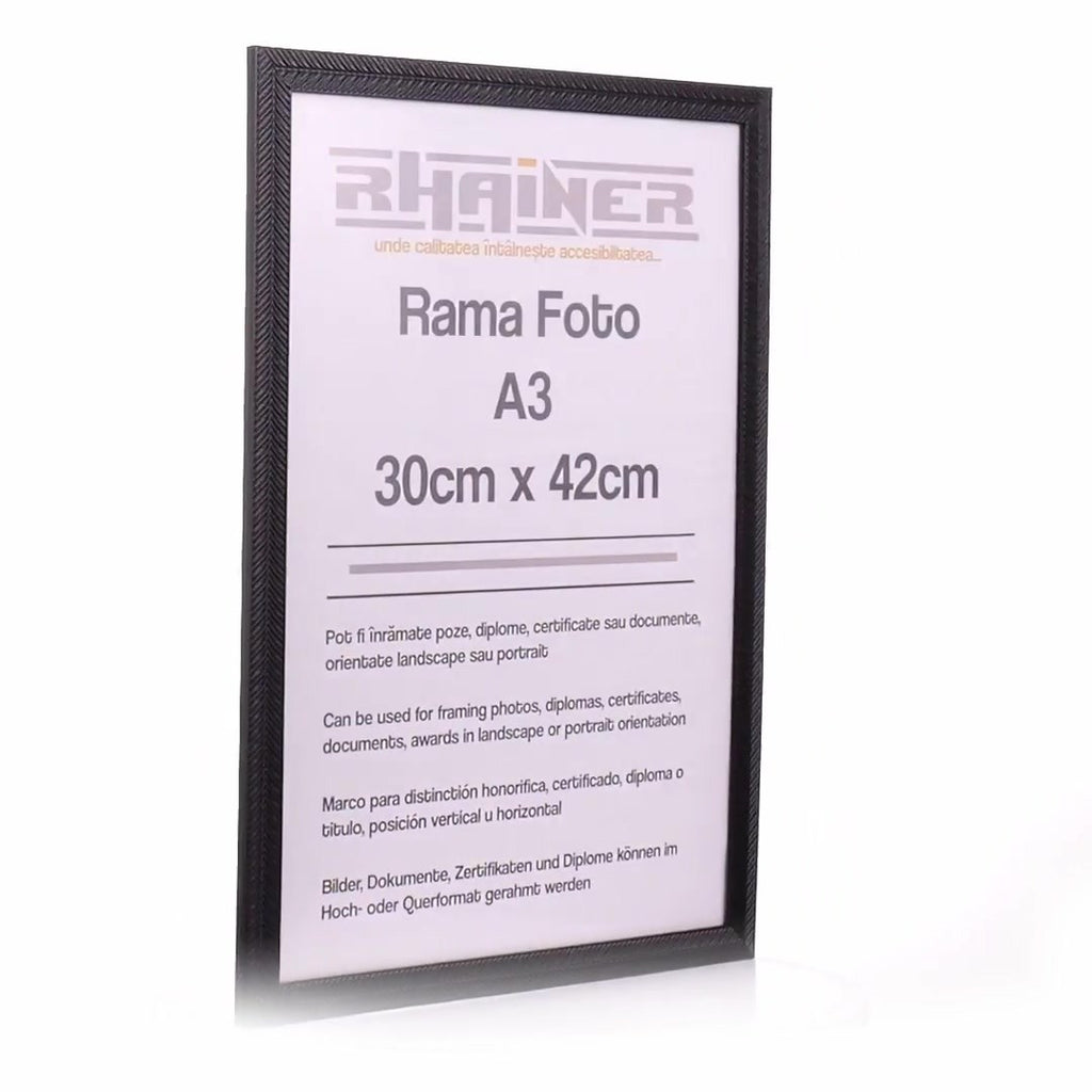 Leon black textured photo frame A3