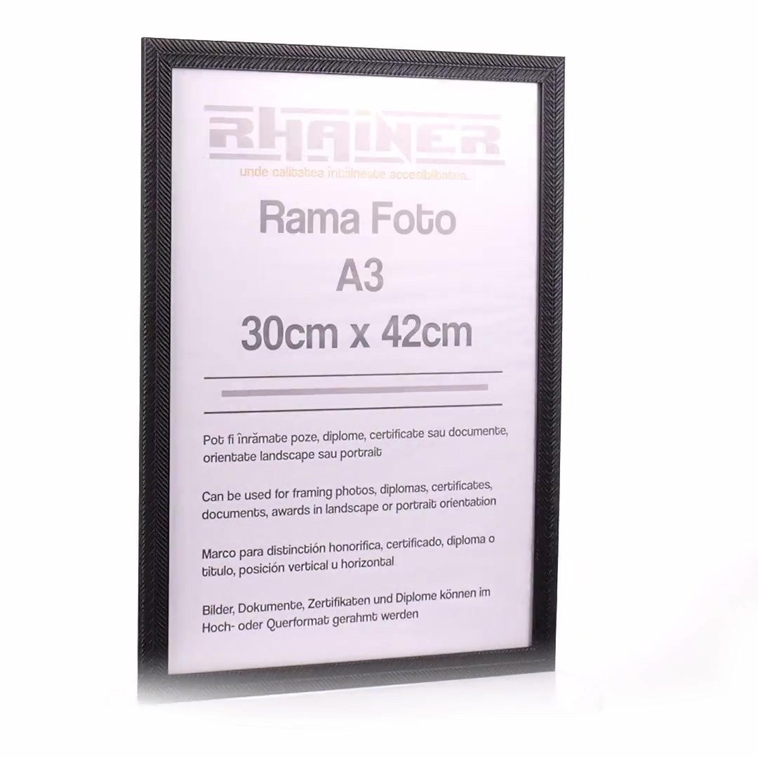Leon black textured photo frame A3