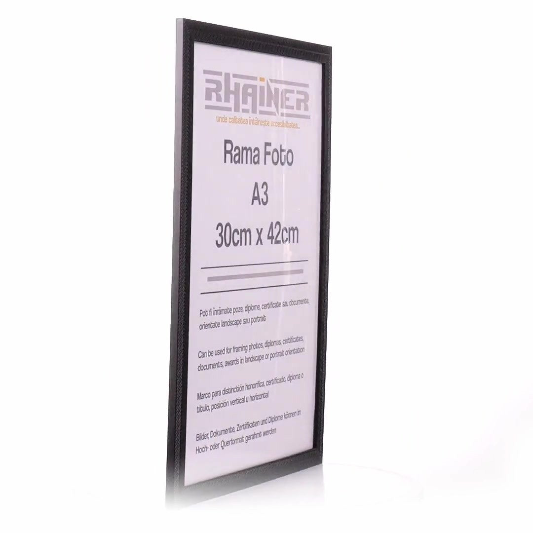 Leon black textured photo frame A3