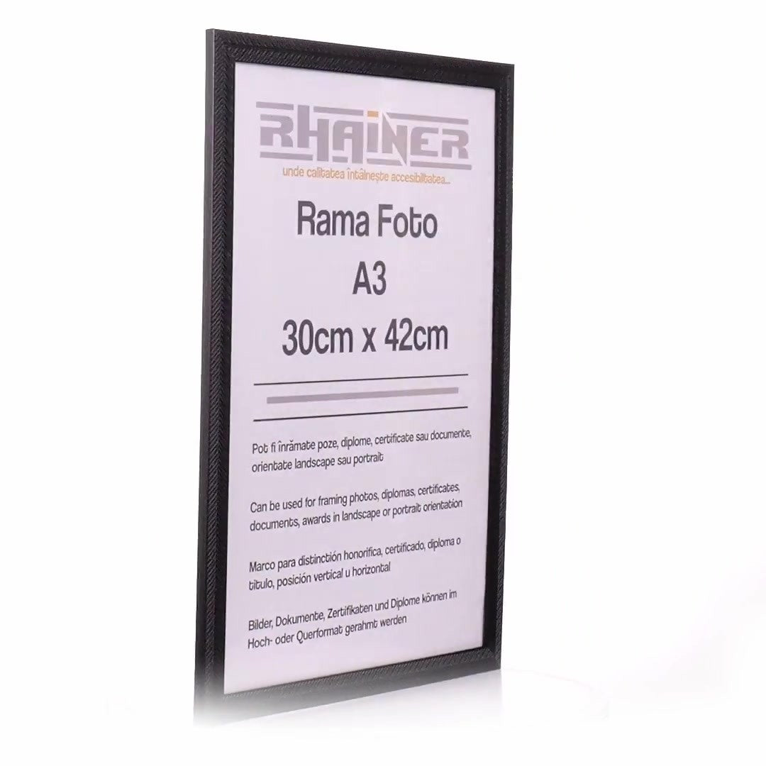Leon black textured photo frame A3