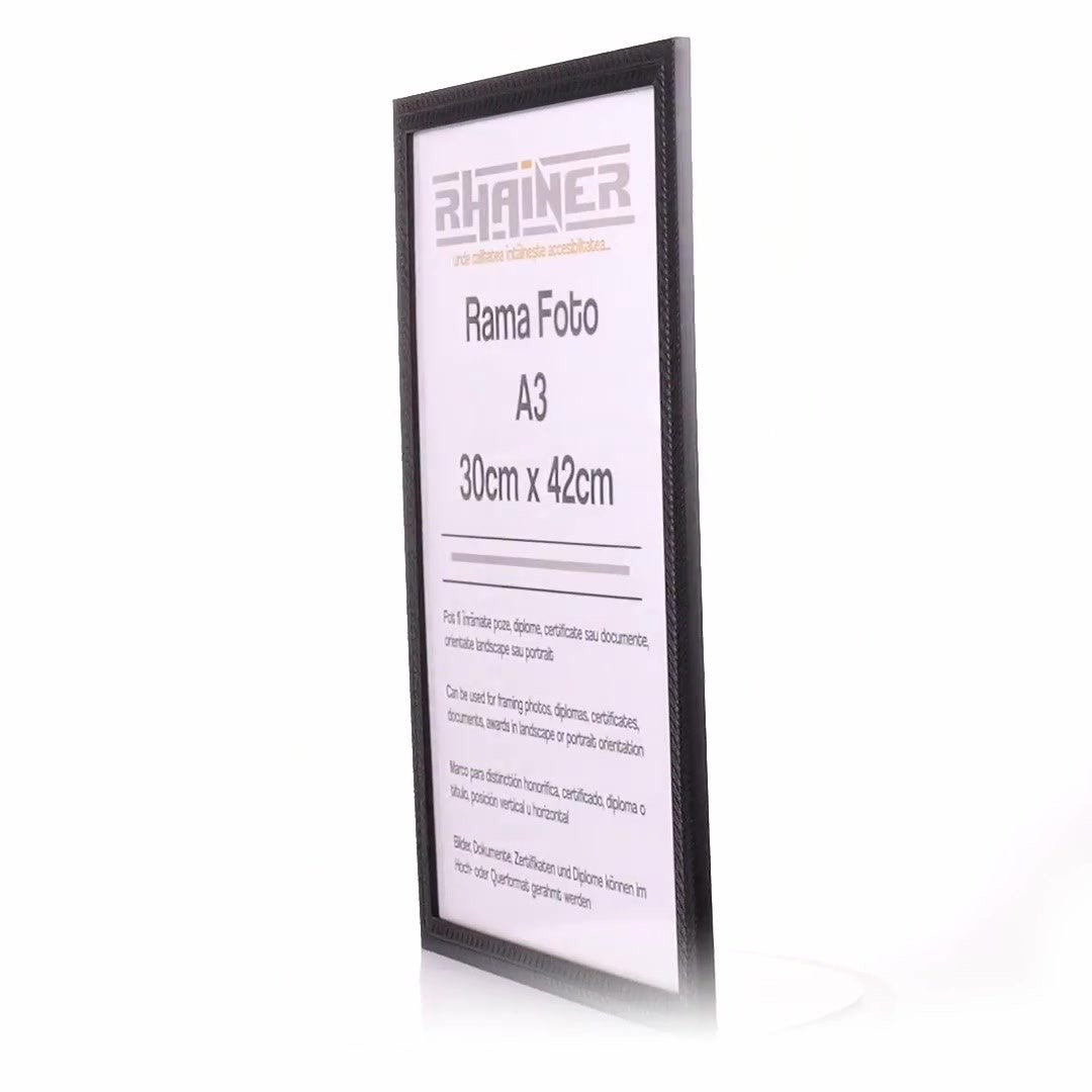 Leon black textured photo frame A3