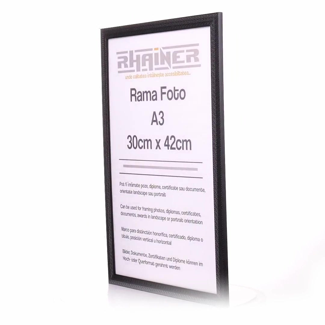 Leon black textured photo frame A3