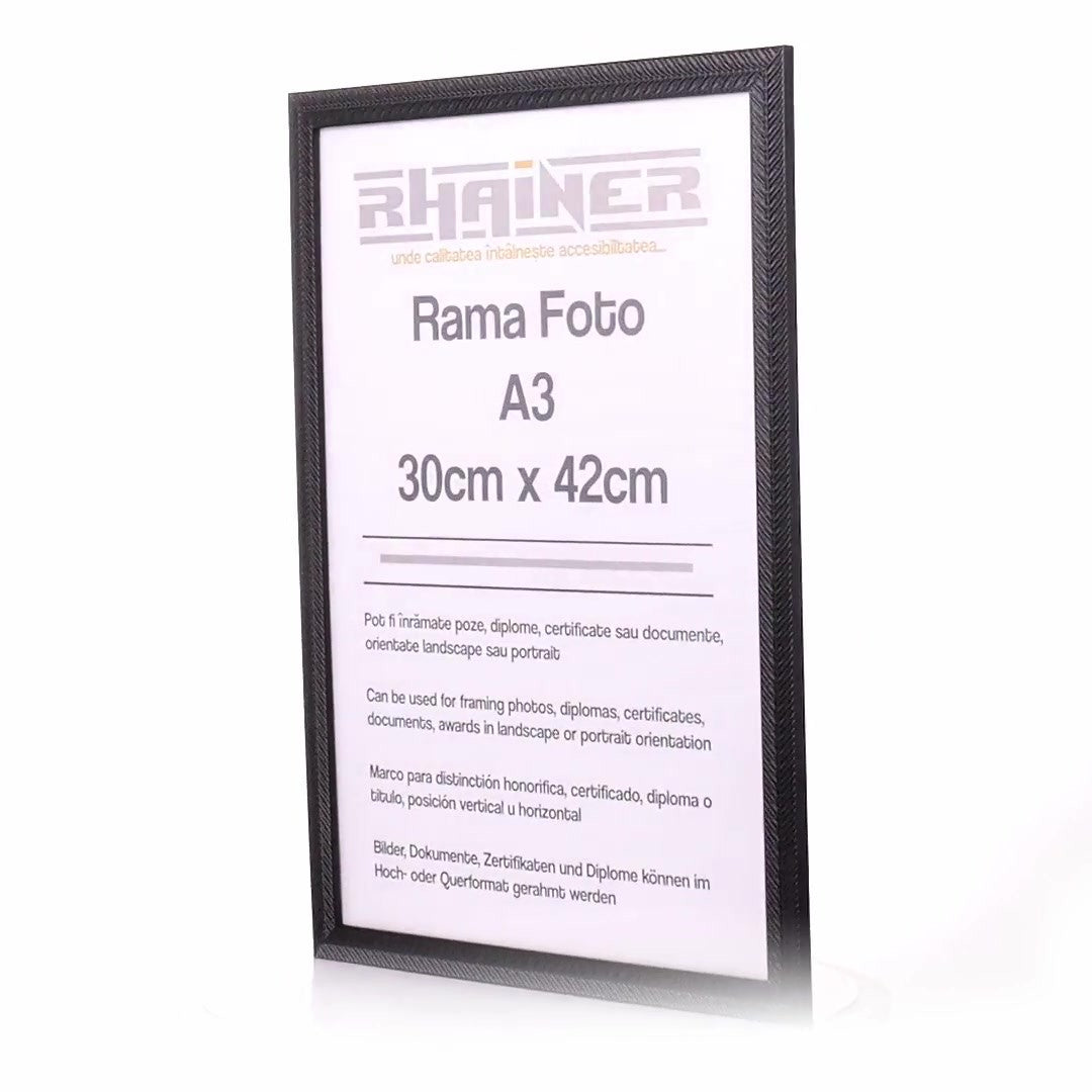 Leon black textured photo frame A3