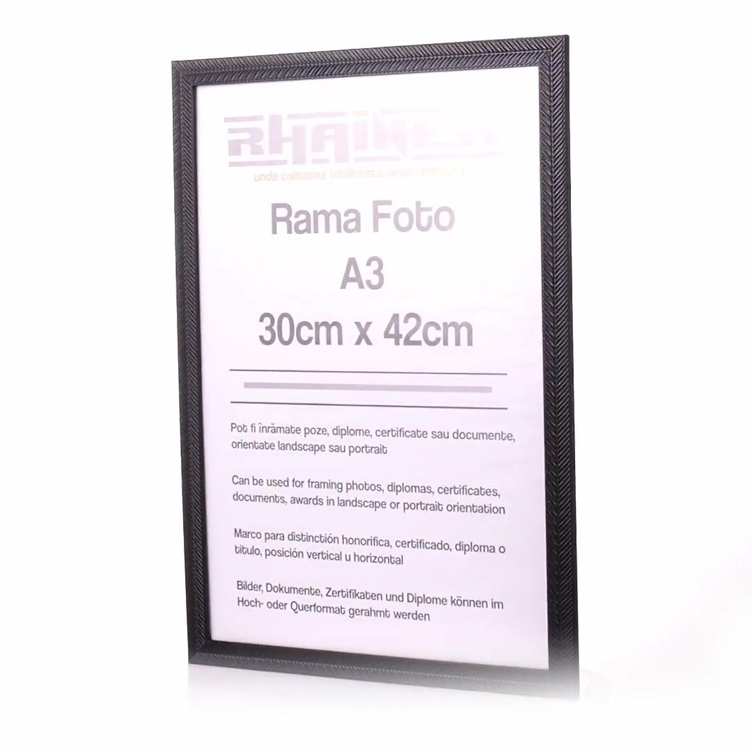 Leon black textured photo frame A3