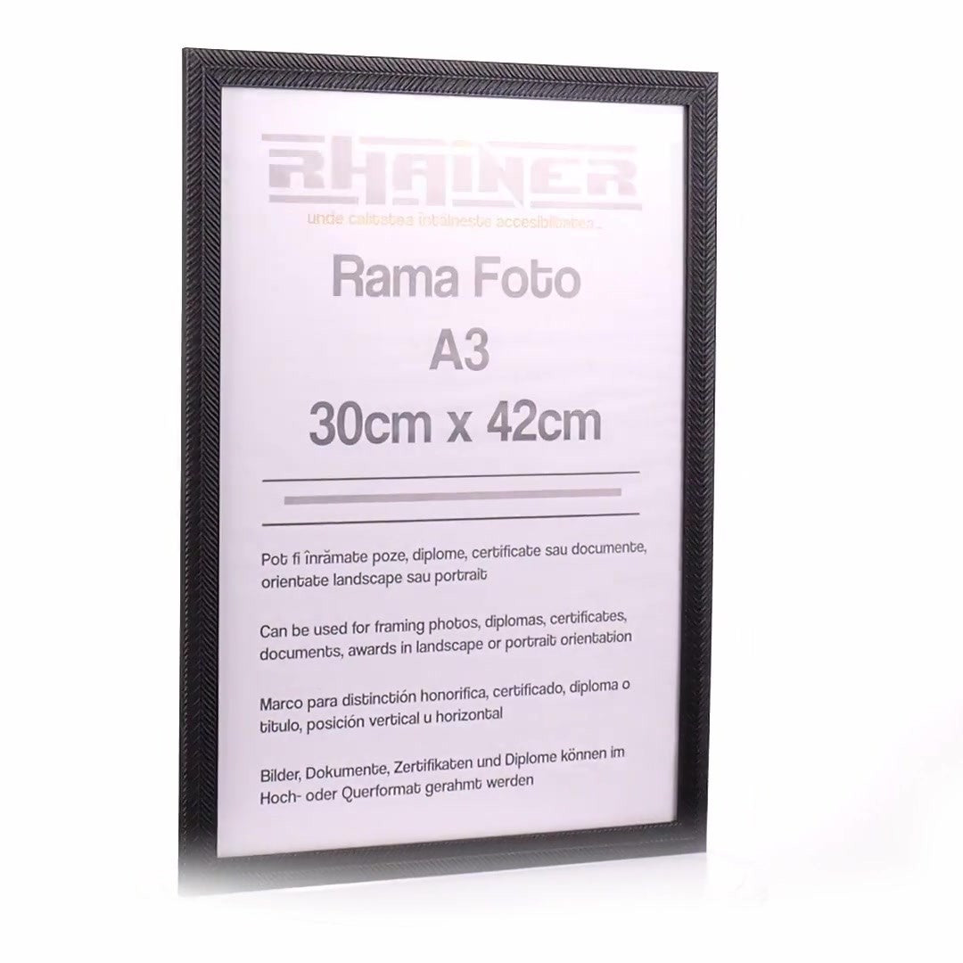 Leon black textured photo frame A3
