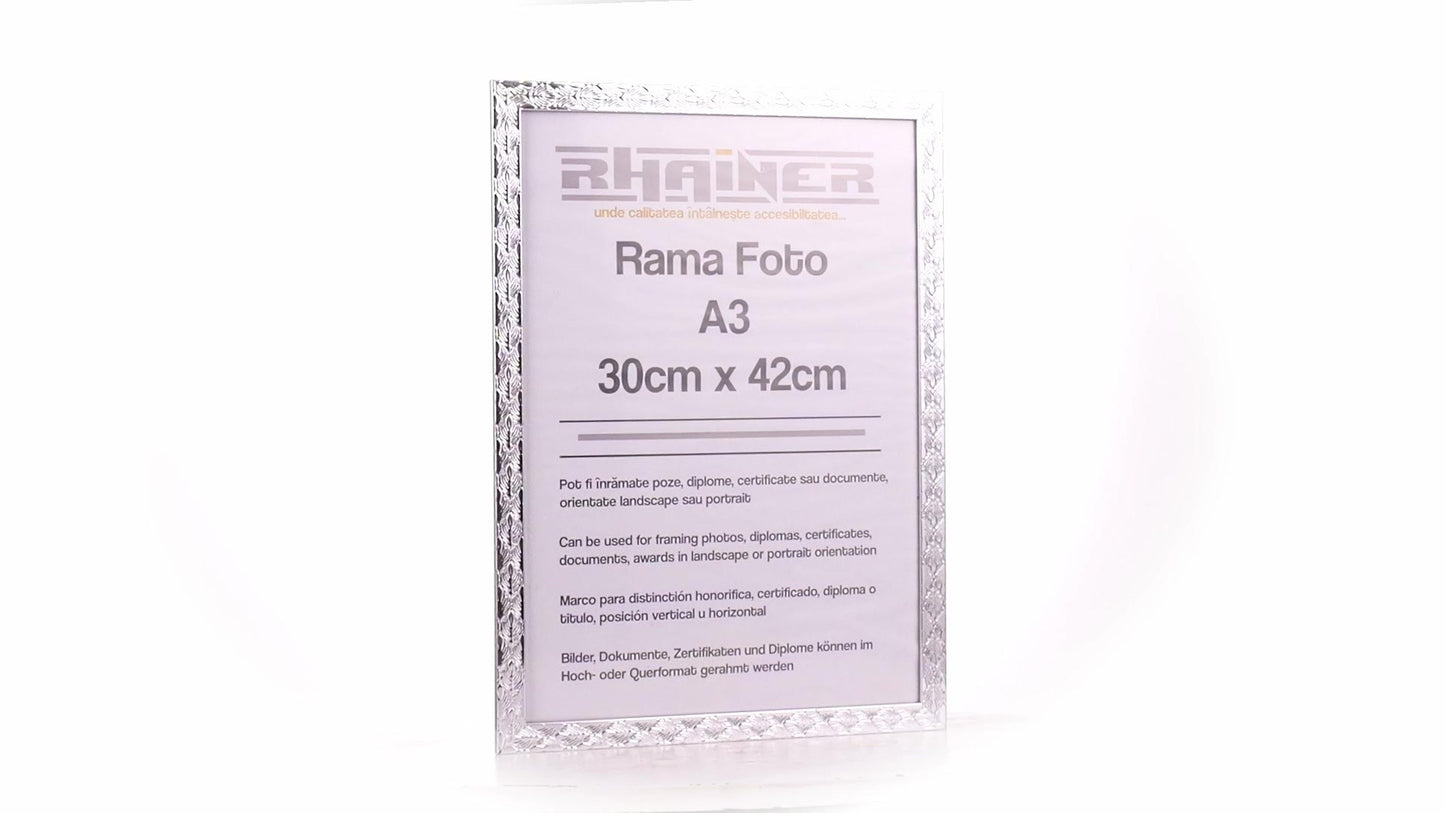 Textured silver Leon photo frame A3