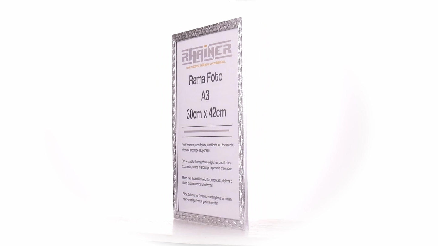 Textured silver Leon photo frame A3