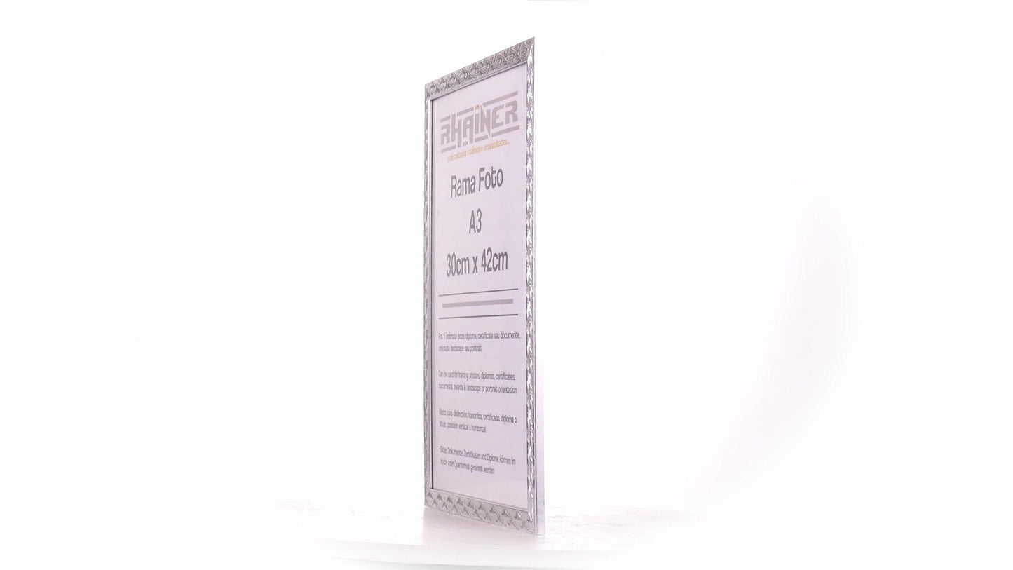 Textured silver Leon photo frame A3