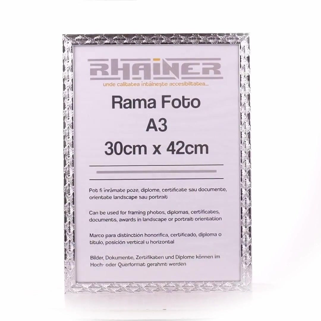 Textured silver Leon photo frame A3