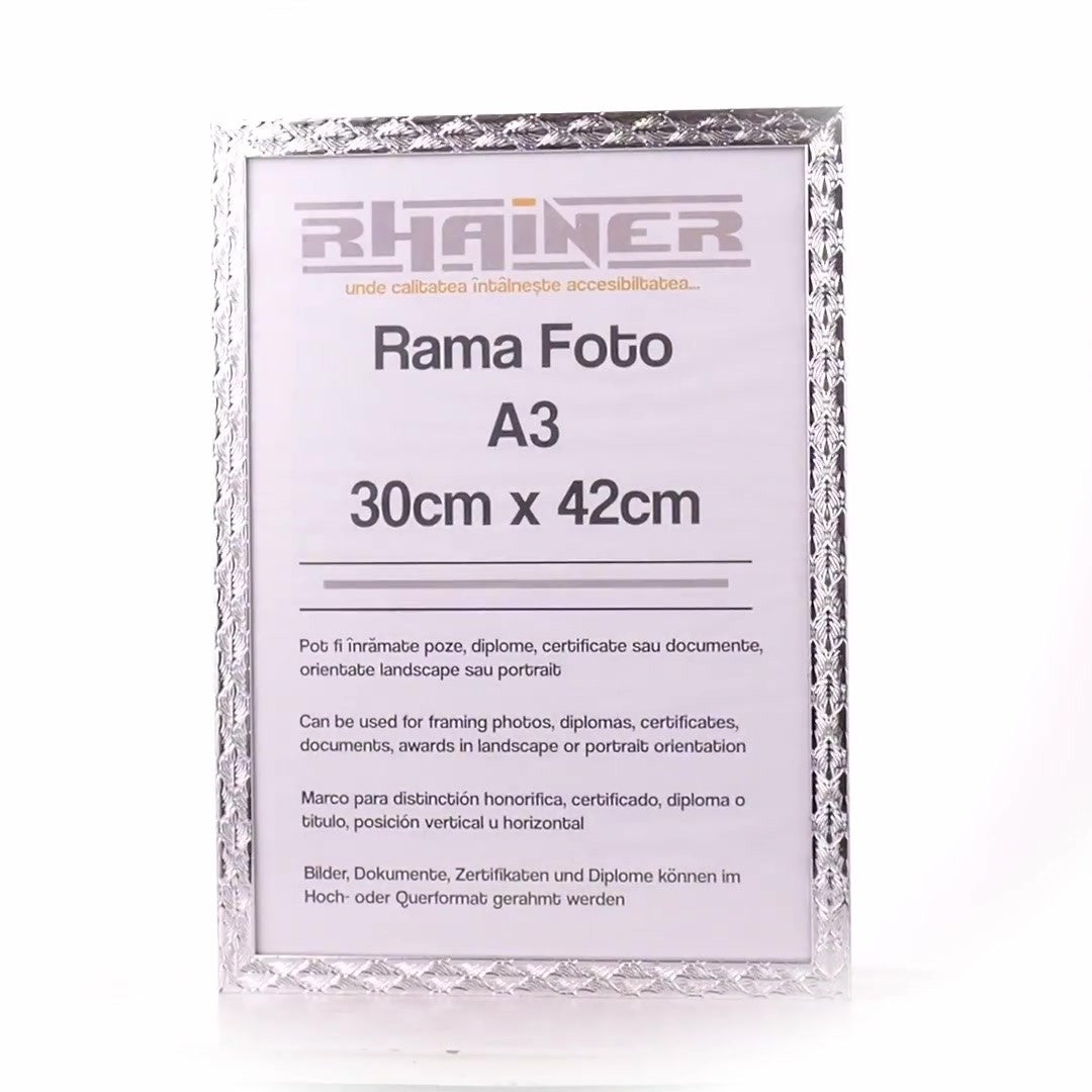 Textured silver Leon photo frame A3