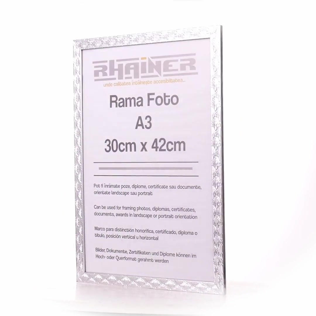 Textured silver Leon photo frame A3