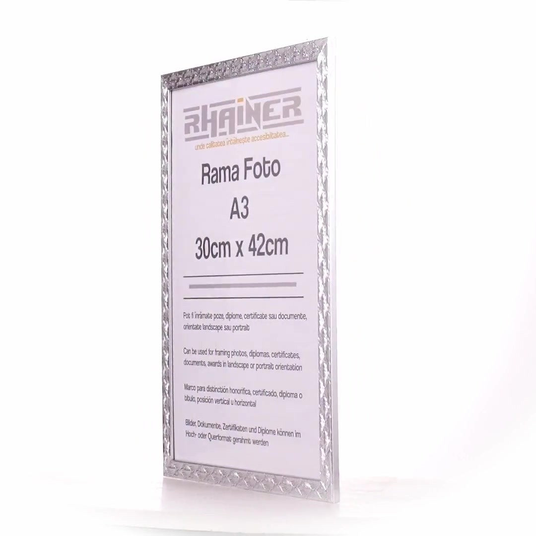Textured silver Leon photo frame A3