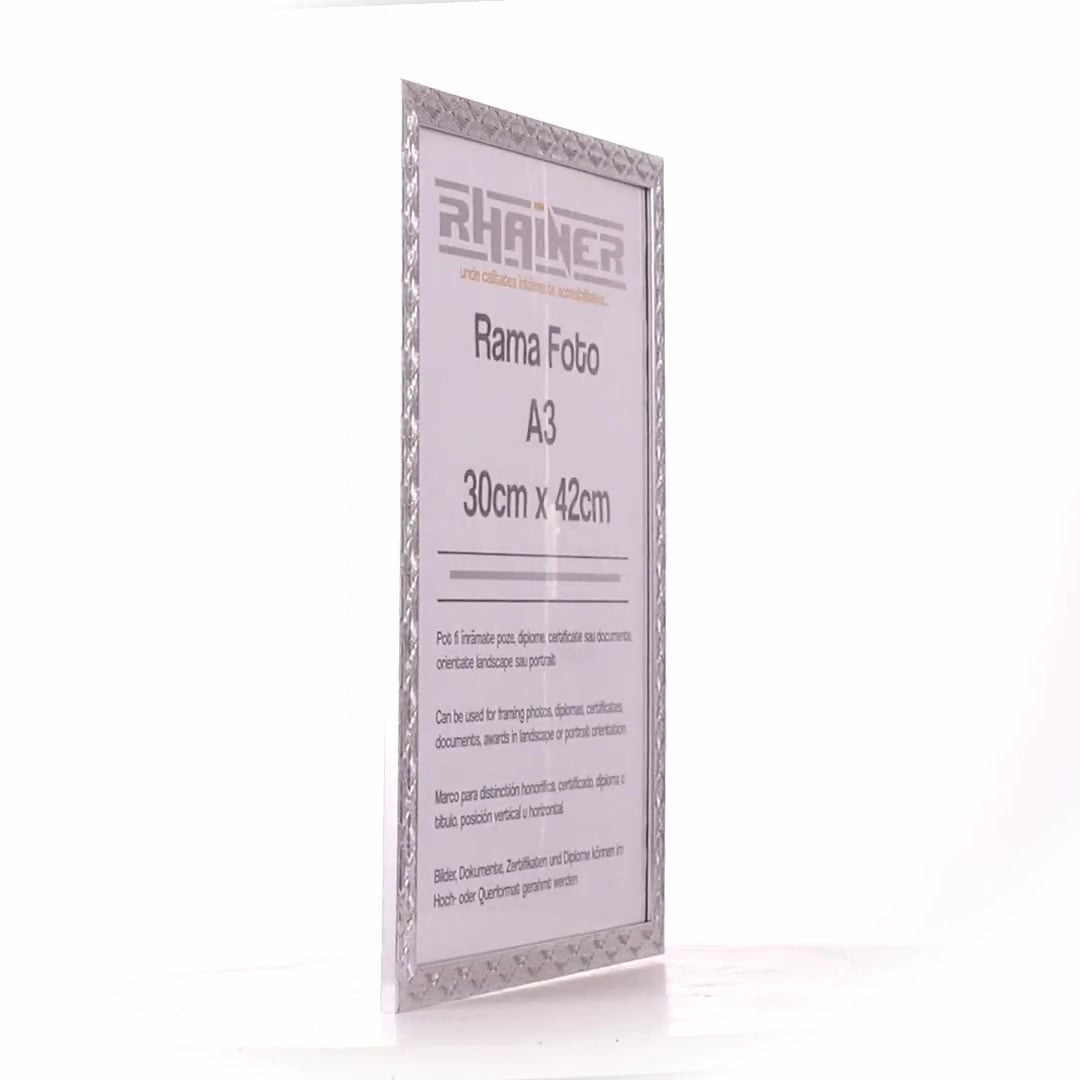 Textured silver Leon photo frame A3