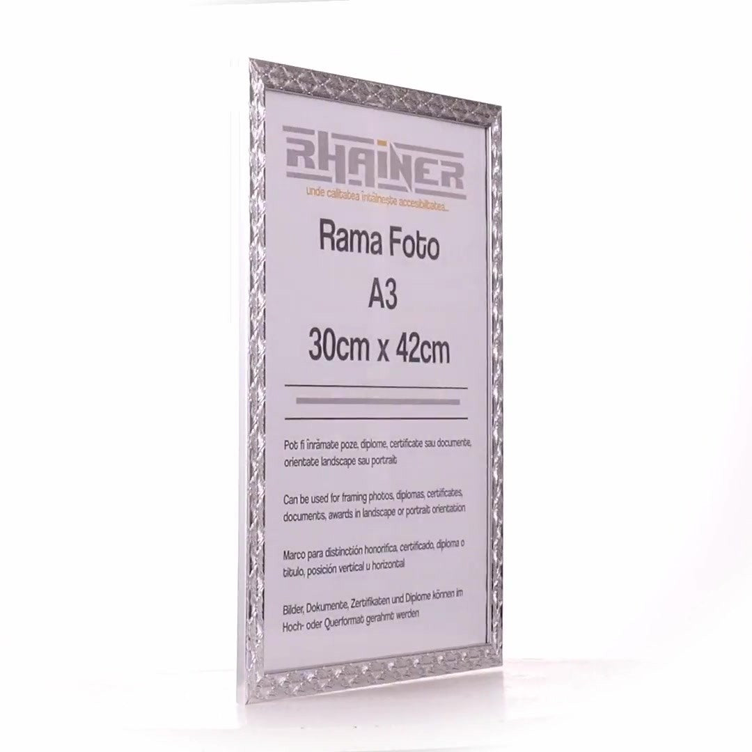 Textured silver Leon photo frame A3