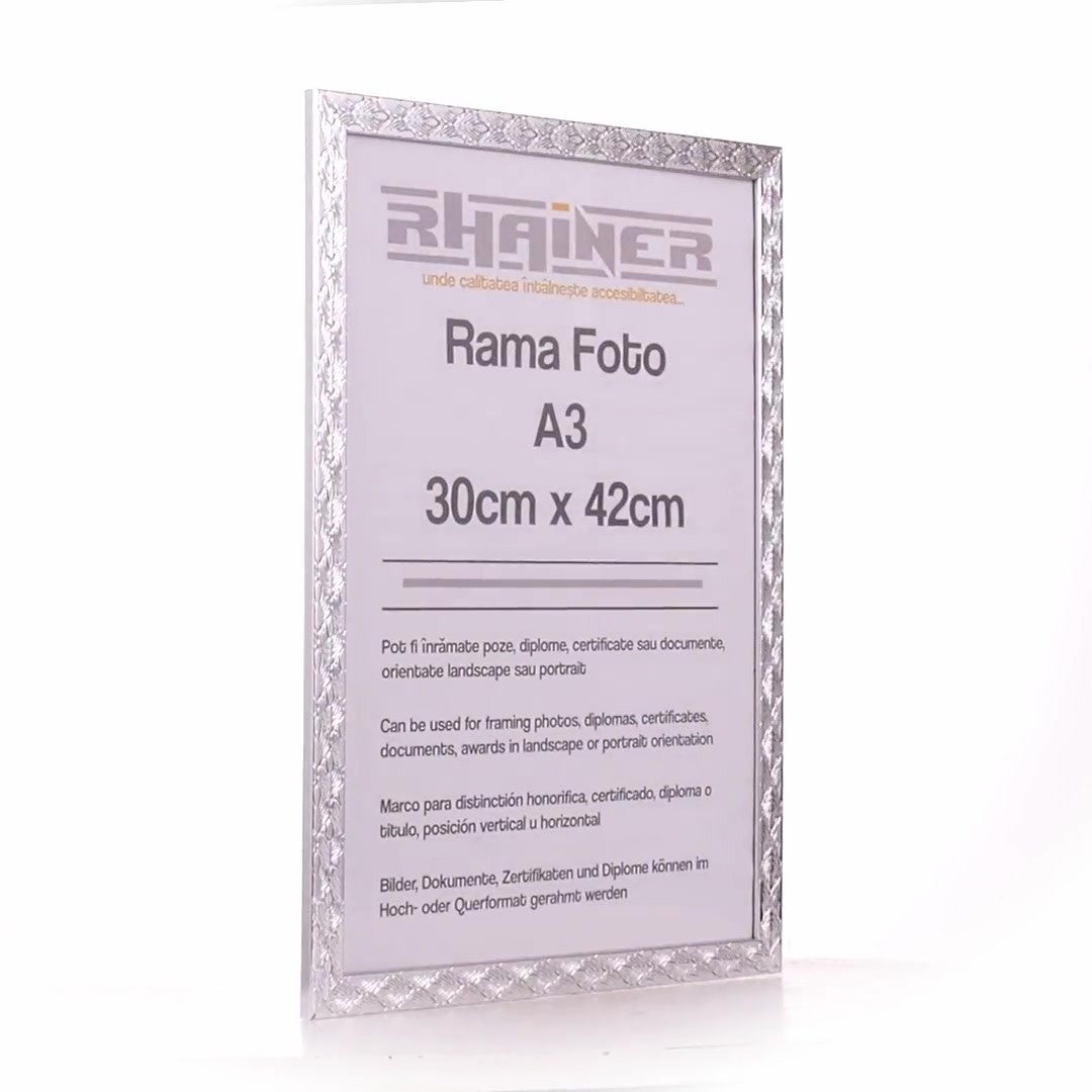 Textured silver Leon photo frame A3