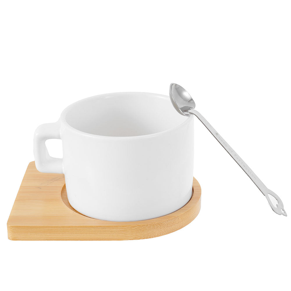 Set ceasca sublimabila cu suport de lemn si lingurita