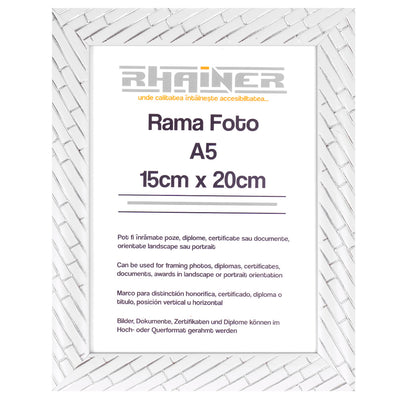 Rama foto Barrio alb+argintiu A5