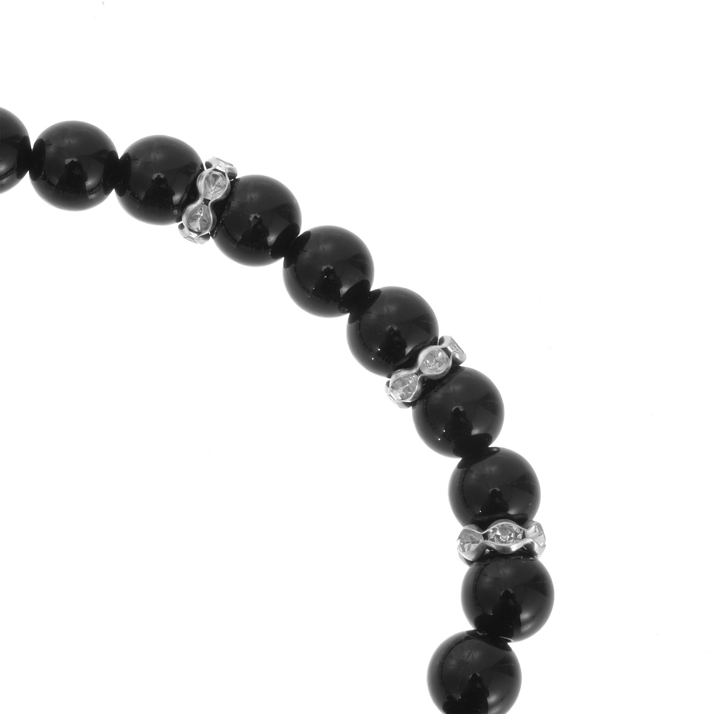 Bracelet with black beads and small cross - sublimation