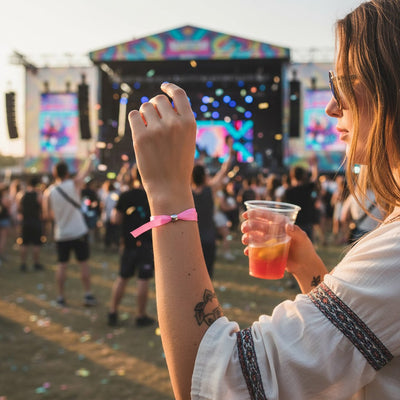 Bratara reglabila textil de festival PF3102S148 - Green Print