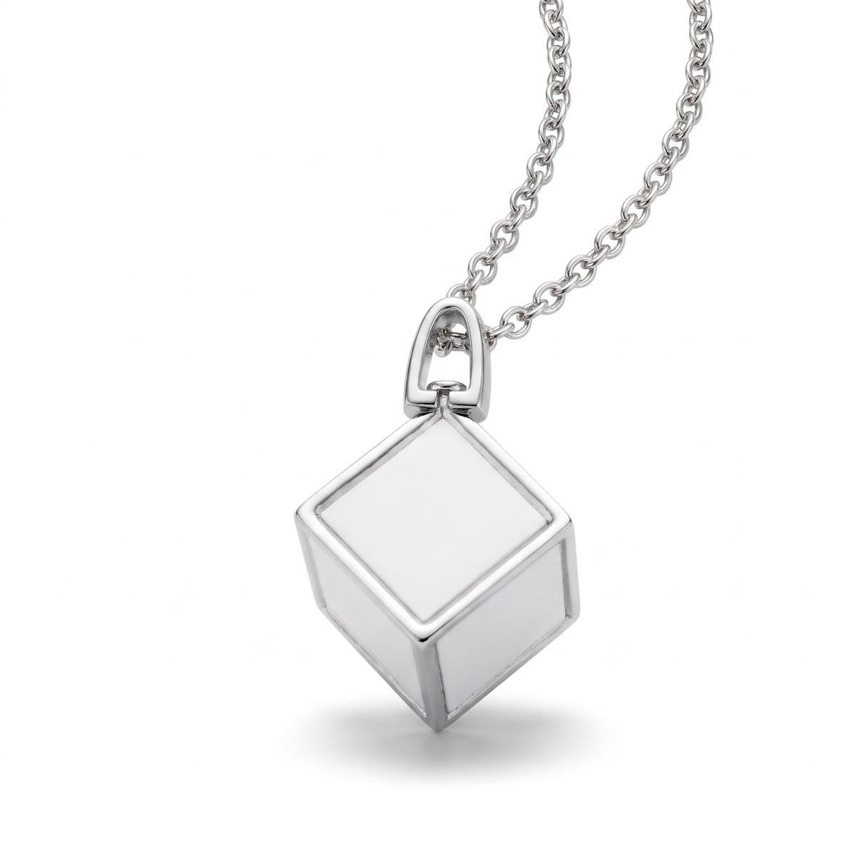 Metal necklace with 6 sublimation compatible sides in the shape of a CUBE