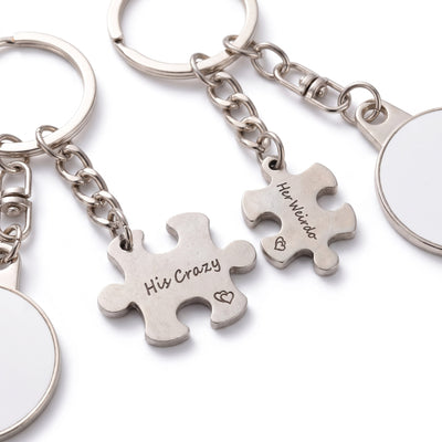 2 db szublimálható fém kulcstartó szett Páros puzzle