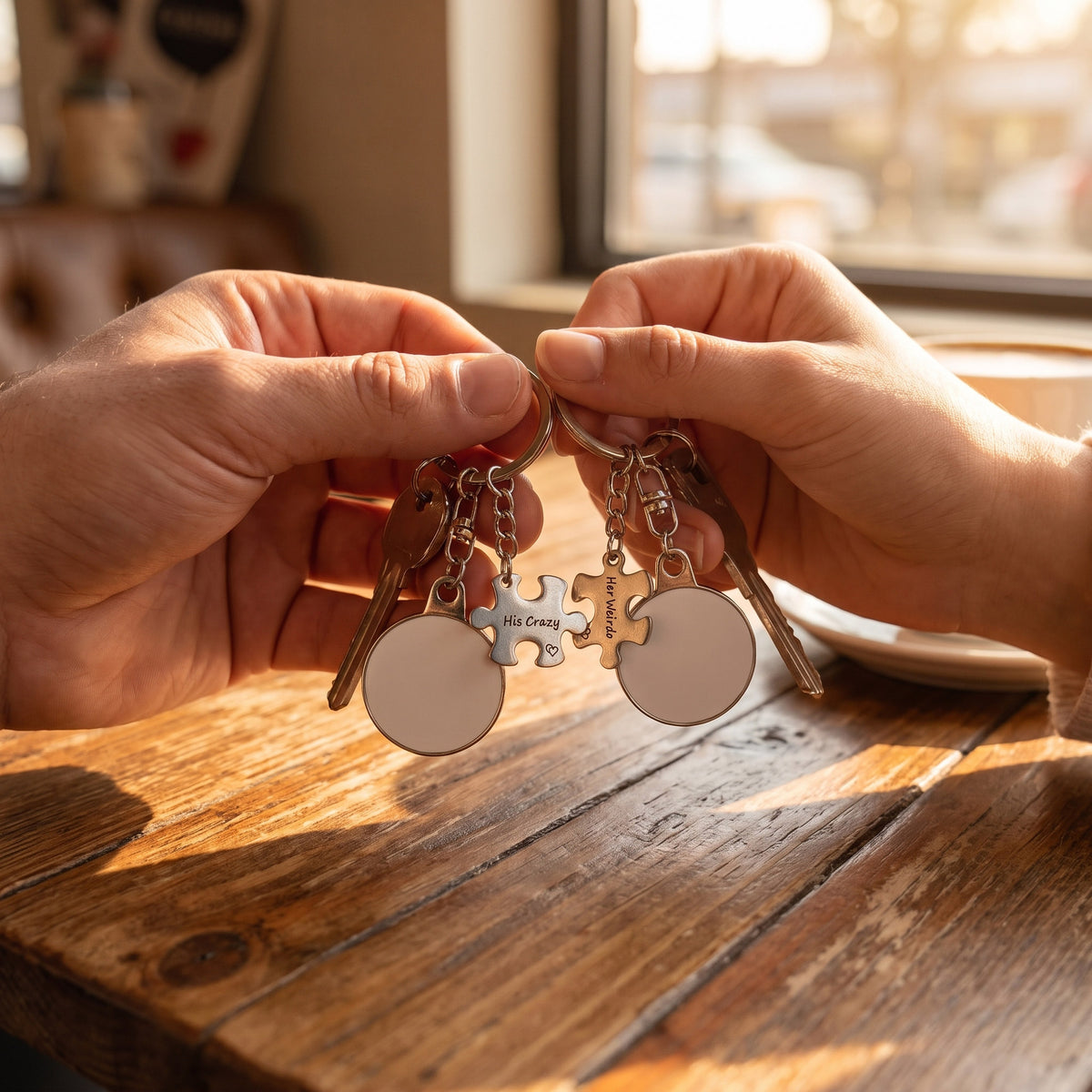 2 db szublimálható fém kulcstartó szett Páros puzzle
