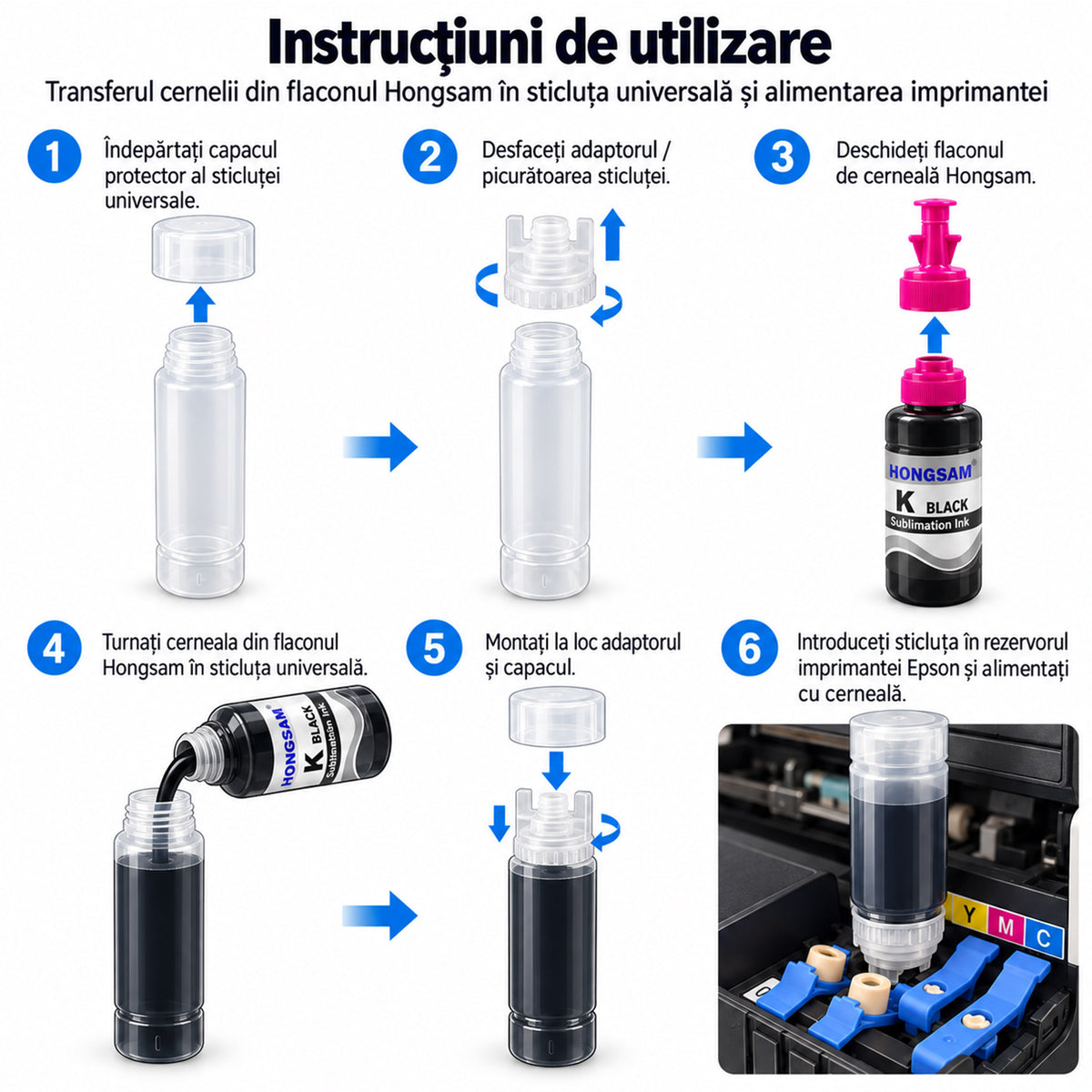 Άδειο μπουκάλι με καθολικό καπάκι για refill εκτυπωτών EPSON EcoTank