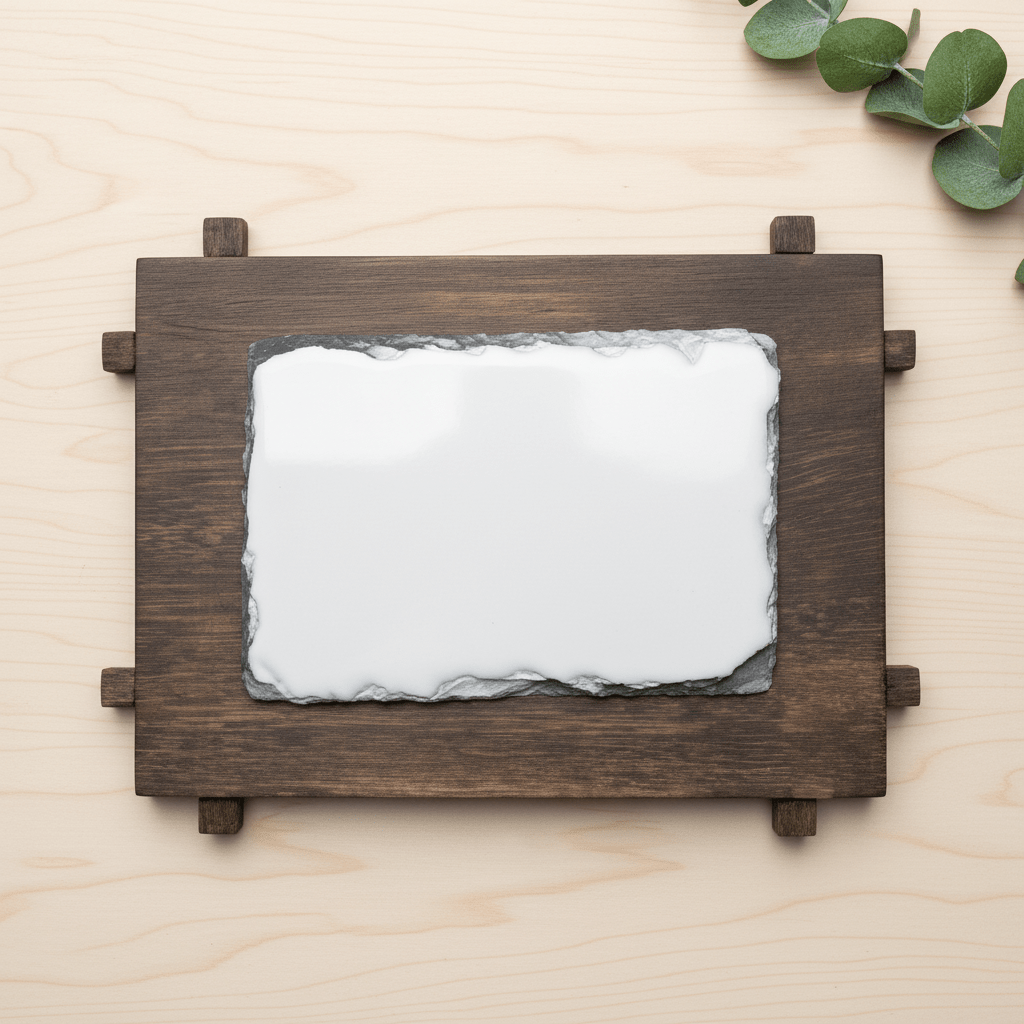 Placa ardezie pe suport de lemn PA-1115 - Green Print